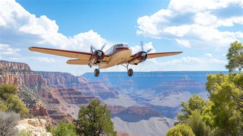 pilot cockpit view flying above Grand Canyon with clear blue skies