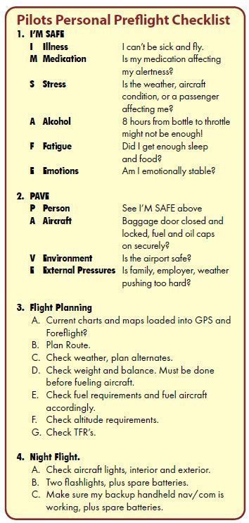 pilot using IM SAFE checklist before preflight briefing