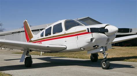 Piper Arrow III semi-tapered wing close-up at airfield
