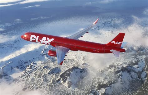 PLAY Airbus A320neo on tarmac with Icelandic landscape in background