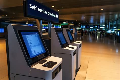 PLAY check-in counters at Keflavík with digital screens and red branding