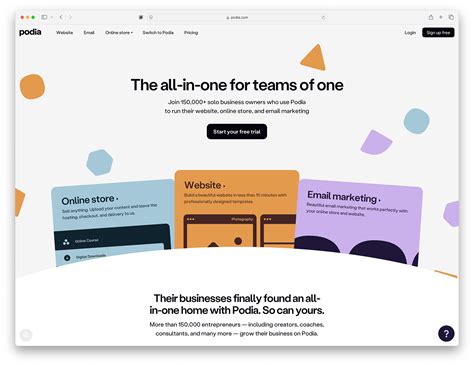 Podia dashboard with digital product store, courses, and email tools