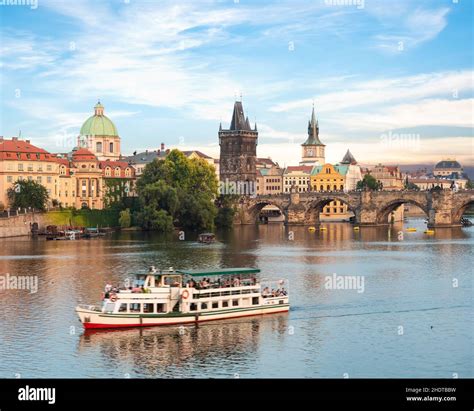 Prague’s Charles Bridge at sunset, a major tourist attraction