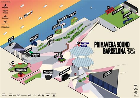 primavera sound barcelona stage crowd skyline view with sunset