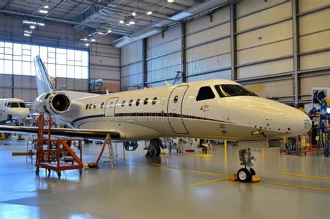 private jet being serviced by aircraft management company at executive terminal