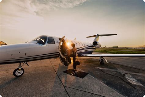 private jet empty leg departure at executive airport terminal