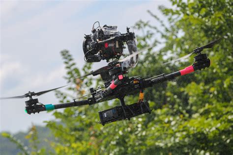 professional drone filming cinematic scene using Freefly Alta X