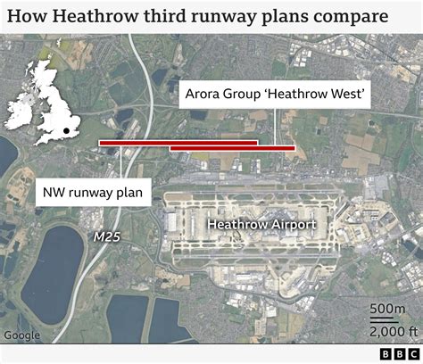 Proposed Heathrow third runway layout and expansion area