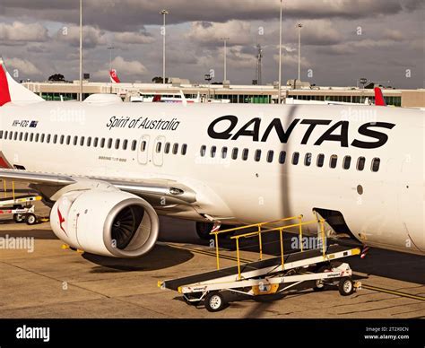 Qantas aircraft docked at Terminal 1, Melbourne Airport
