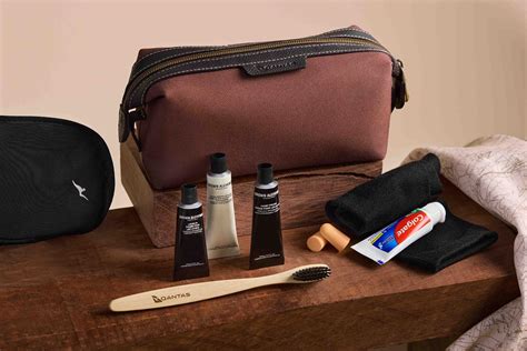 Qantas economy amenity kit recycled felt pouch kangaroo logo long haul