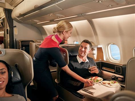 qantas premium in-flight experience with meals and entertainment