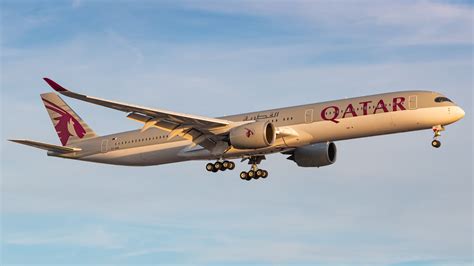 Qatar Airways Airbus A350-1000 landing at Doha Hamad International Airport