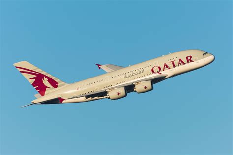 qatar airways airbus a380 departing london heathrow