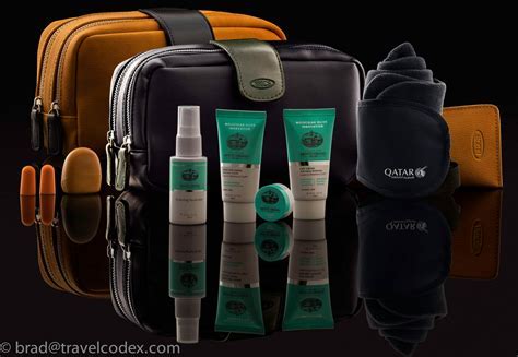 Qatar Airways Diptyque business class amenity kit and pajamas