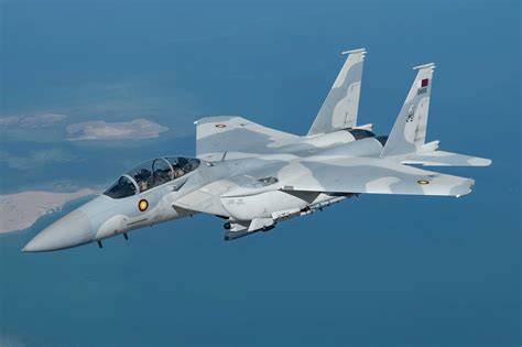 Qatar Emiri Air Force F-15QA Rafale and Eurofighter Typhoon flight line