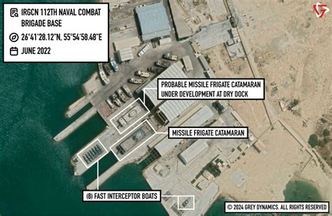 Qeshm Island aerial view Iranian military installations Strait of Hormuz