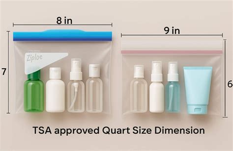 Quart-sized bag with travel-sized toiletries for TSA 3-1-1 rule