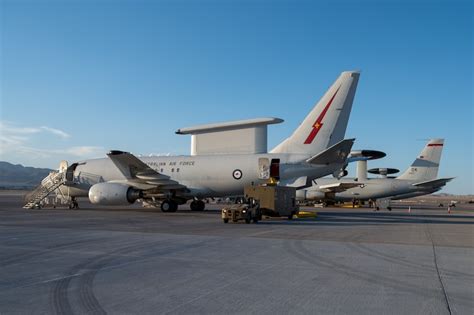 RAAF No.2 Squadron E-7A Wedgetail aircraft parked at RAAF Base Williamtown