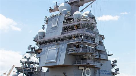radar dome and antennas aboard uss gerald r. ford during operations