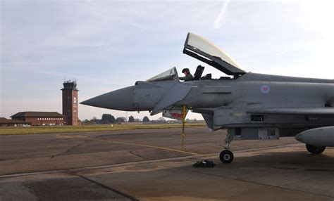RAF Coningsby Eurofighter Typhoon lineup with Battle of Britain Memorial Flight aircraft