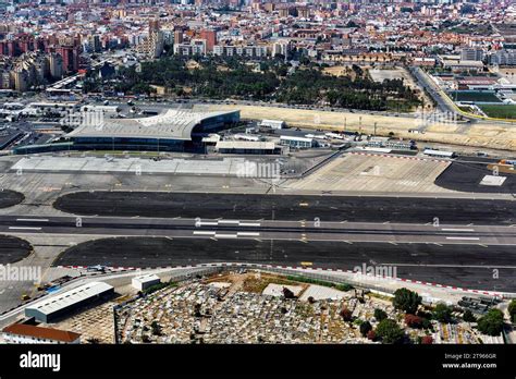 RAF Gibraltar runway beside the Rock of Gibraltar