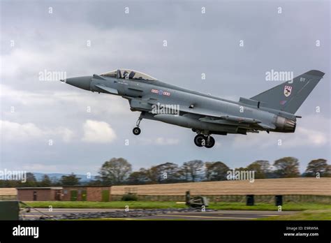 RAF Lossiemouth Typhoon fighters scrambling over Scottish coastline