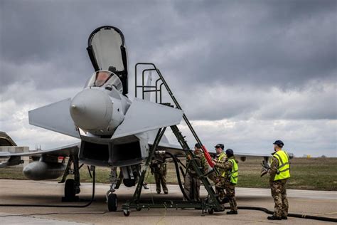 RAF Typhoon in flight during NATO air policing mission