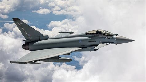 RAF Typhoon jet on takeoff 2025 UK airbase