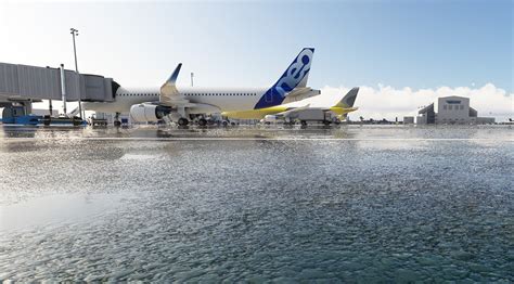rain-soaked tarmac at Miami International with grounded jets