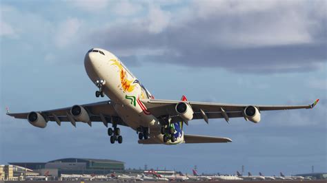 rare airbus a340-600 in south african livery stored in desert