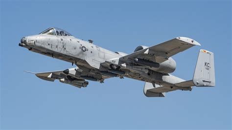 rear view of A-10 Warthog showing high-mounted twin engines and tail assembly