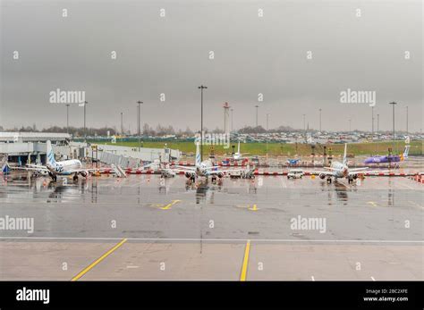 Rebranded Flybe Ltd aircraft at Birmingham Airport prior to 2023 collapse