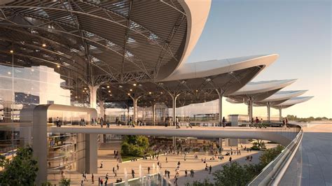 Render of Centralny Port Komunikacyjny airport terminal exterior