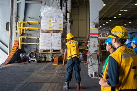 Replenishment operations aboard USS Carl Vinson in Pacific waters