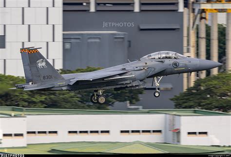Republic of Singapore Air Force F-15SG at an airshow, equipped with an advanced targeting pod
