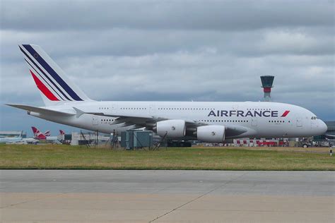 retired air france airbus a380 at tarbes lourdes pyrenees airport in france