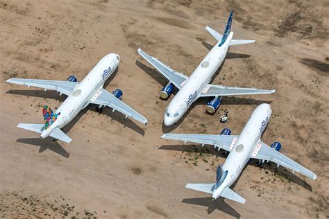 Retired JetBlue A320s awaiting fate in Arizona desert boneyard