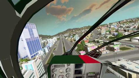 retro SimCopter screenshot with city skyline and emergency helicopter