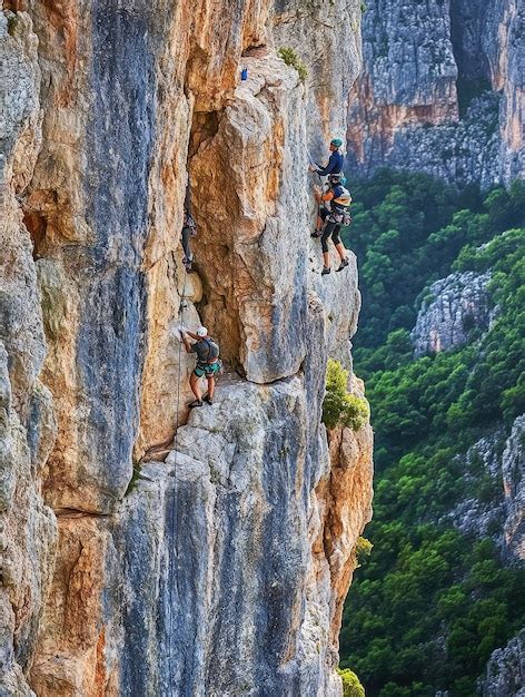 rock climbers scaling pilot mountain cliffs