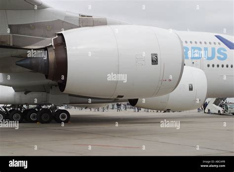 rolls-royce trent 900 airbus a380 engine closeup on ground
