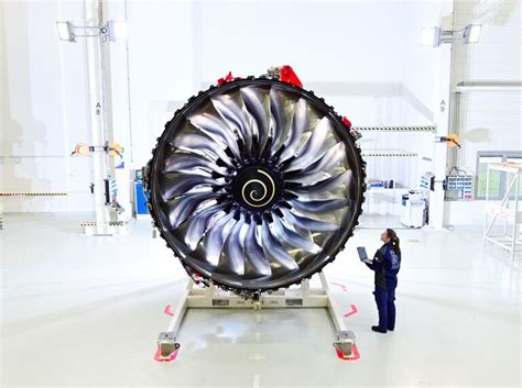 Rolls-Royce Trent engine maintenance inspection inside aircraft hangar