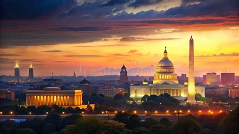 romantic helicopter ride above Washington DC skyline at dusk
