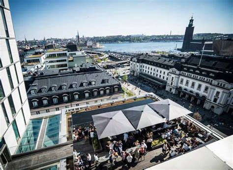 rooftop bar at Scandic Continental overlooking Stockholm landmarks