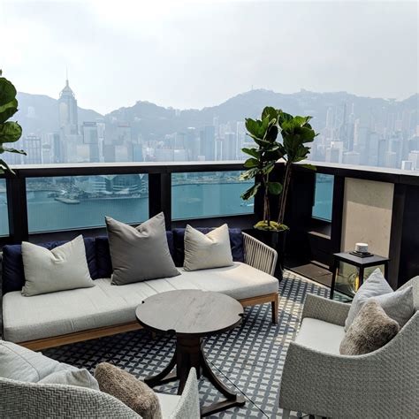 Rosewood Hong Kong Manor Club terrace overlooking Victoria Harbour