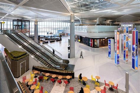 Row of rental car company counters inside Newark Airport Terminal B