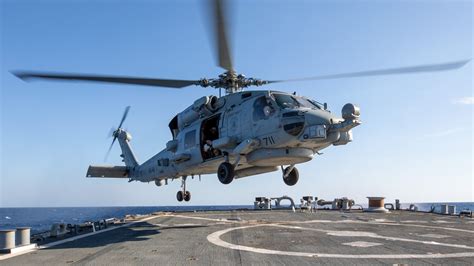 Royal Danish Navy ship operating with MH-60R Seahawk equipped with AGM-114R missiles in the Arctic zone