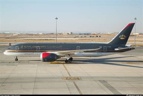 royal jordanian boeing 787 at gate in amman bound for dallas