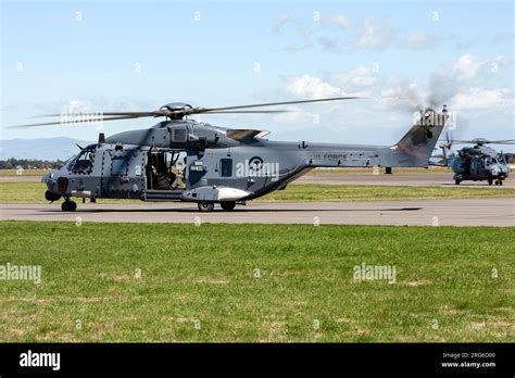 Royal New Zealand Air Force NH90 helicopter flying near RNZAF Base Ohakea