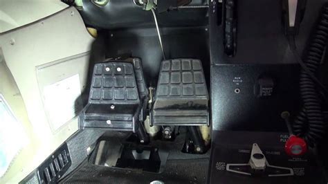 rudder pedal assembly in a light aircraft cockpit
