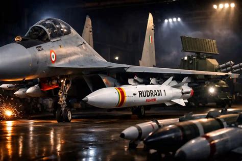 rudram-1 missile mounted on su-30mki during a test flight
